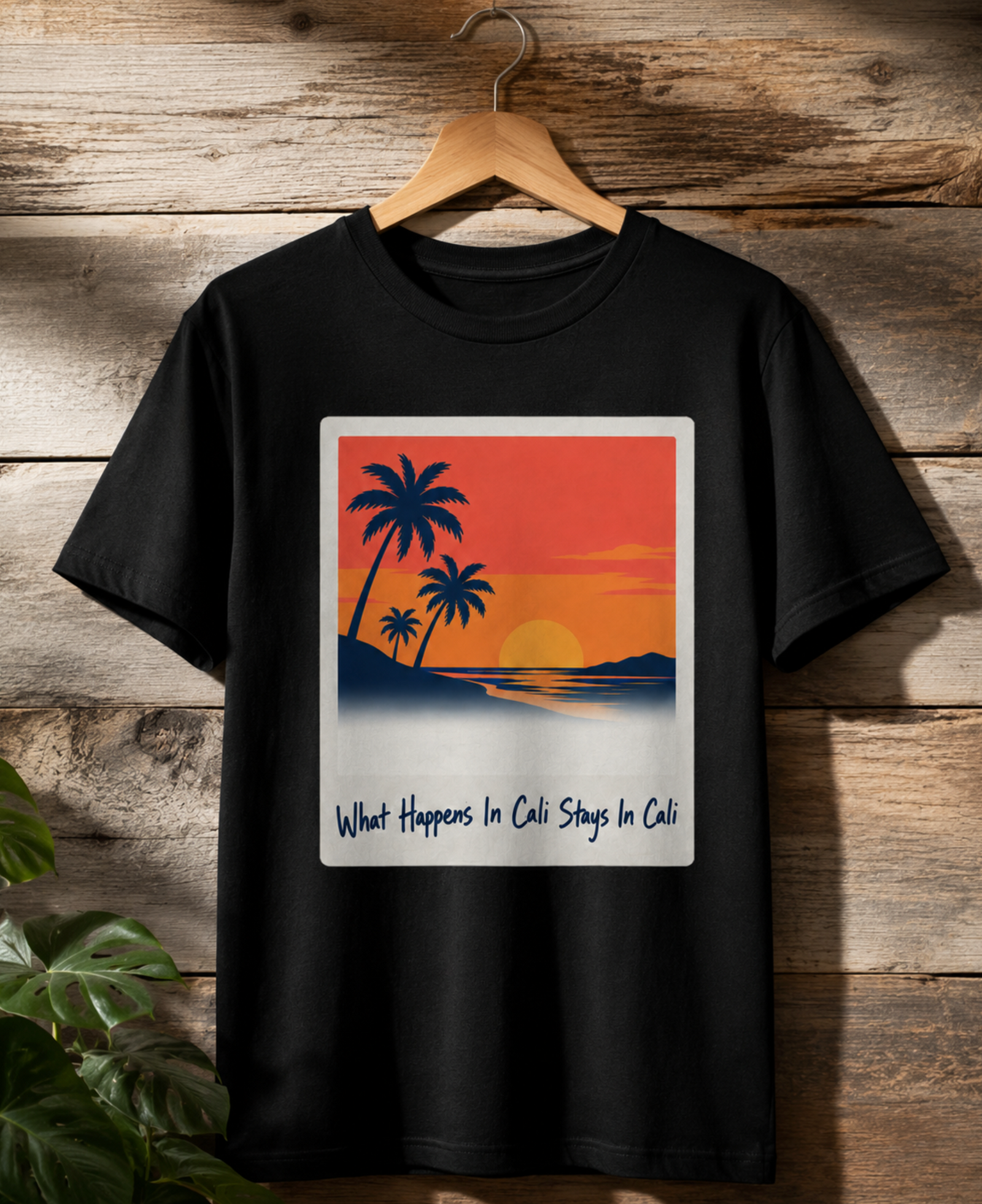 California Shirt – What Happens In Cali Polaroid Sunset Beach Tee
