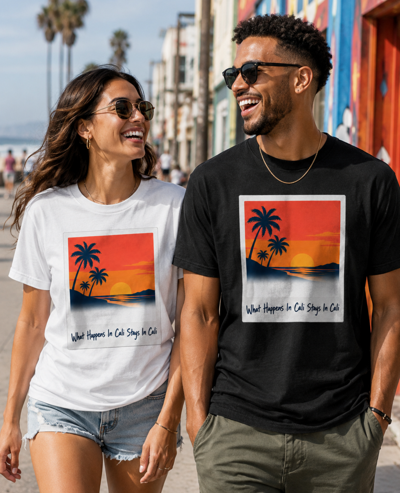 California Shirt – What Happens In Cali Polaroid Sunset Beach Tee