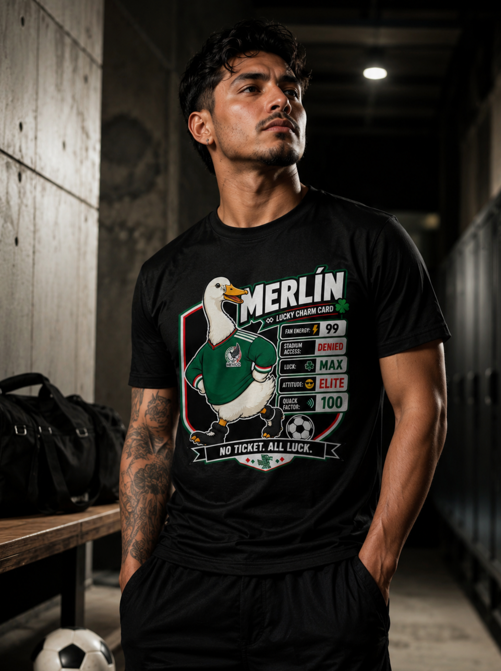 Unisex graphic T-shirt featuring an original soccer humorous illustration, additional product view 3