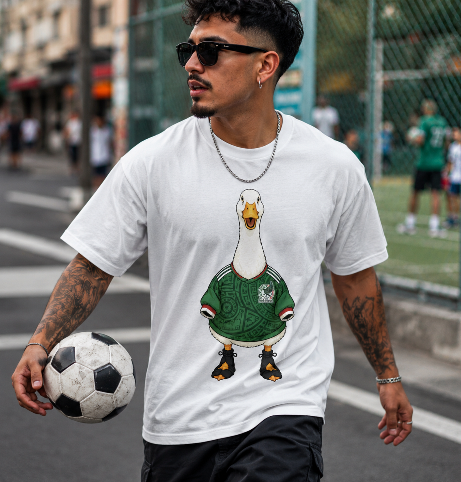 Unisex graphic T-shirt featuring an original soccer humorous illustration, additional product view 2