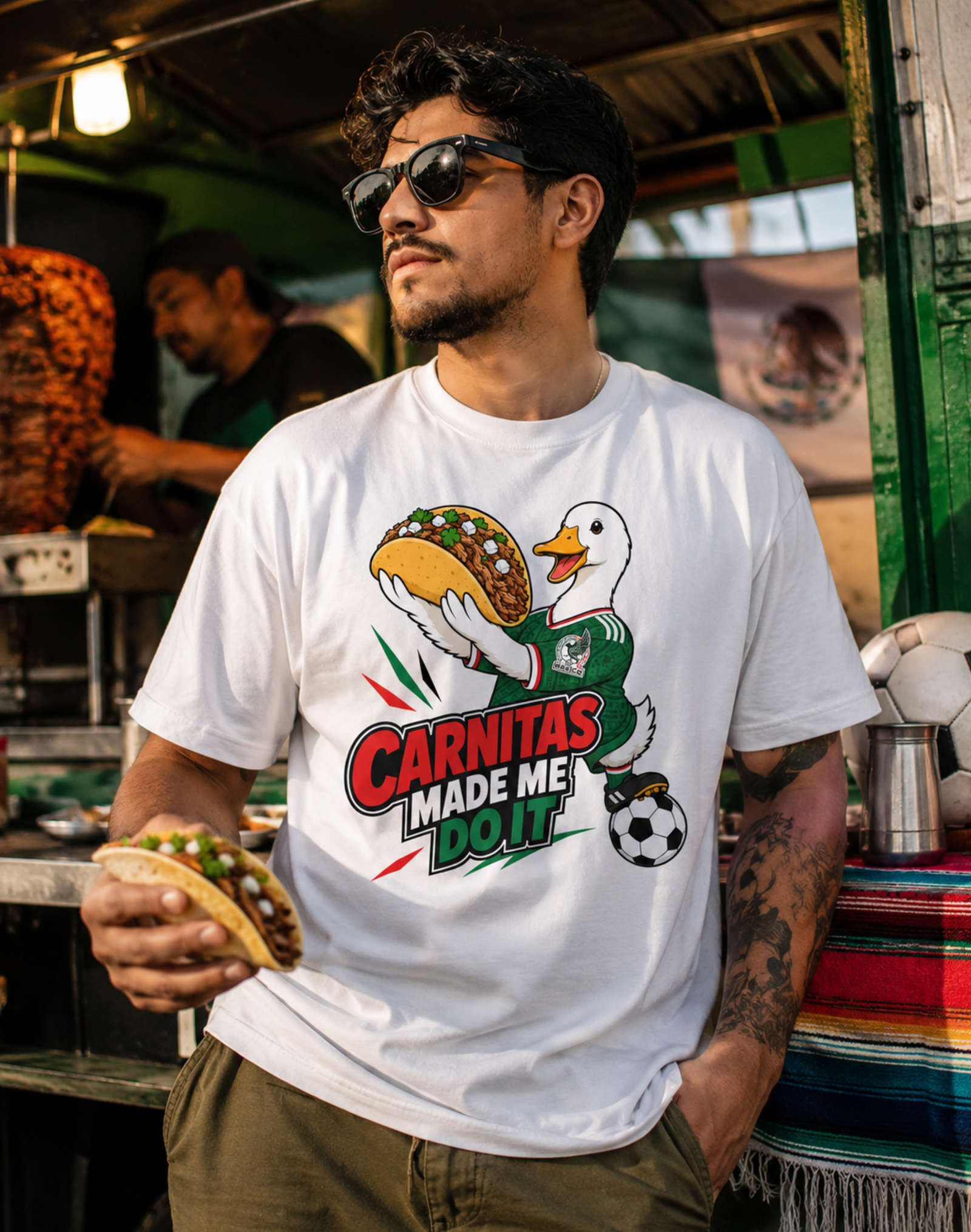 Unisex graphic T-shirt featuring an original food-themed humorous illustration, additional product view 4