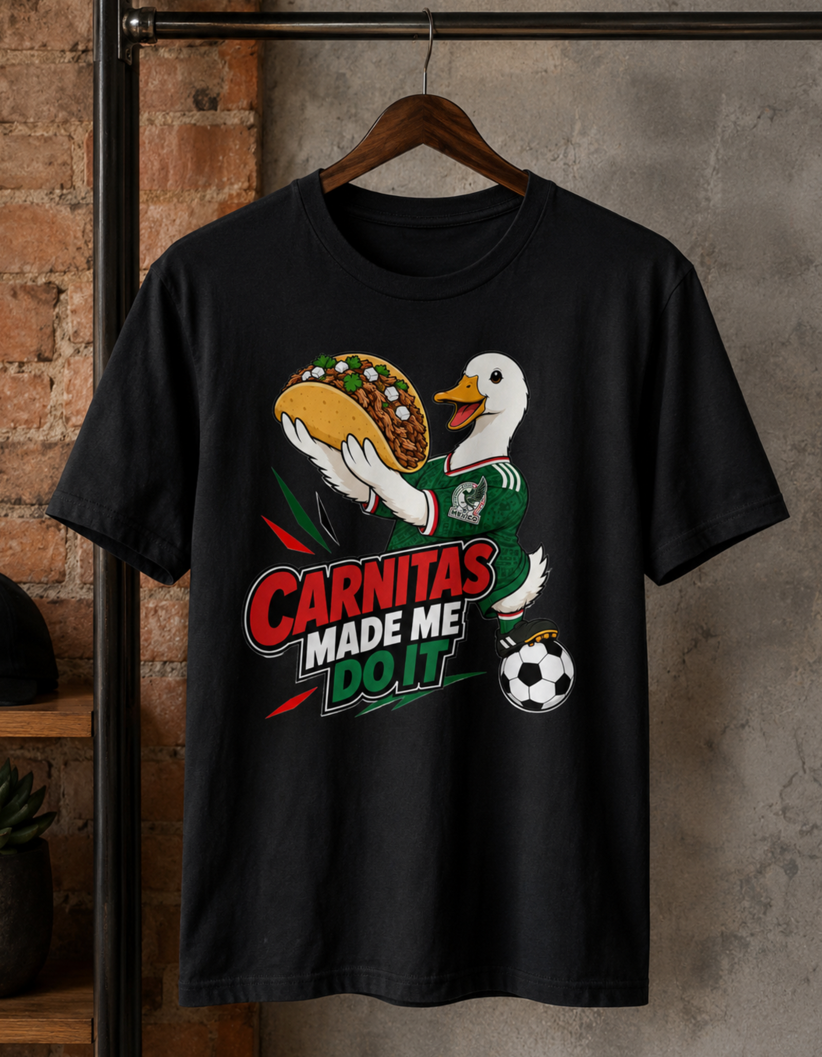 Unisex graphic T-shirt featuring an original food-themed humorous illustration, alternate product view