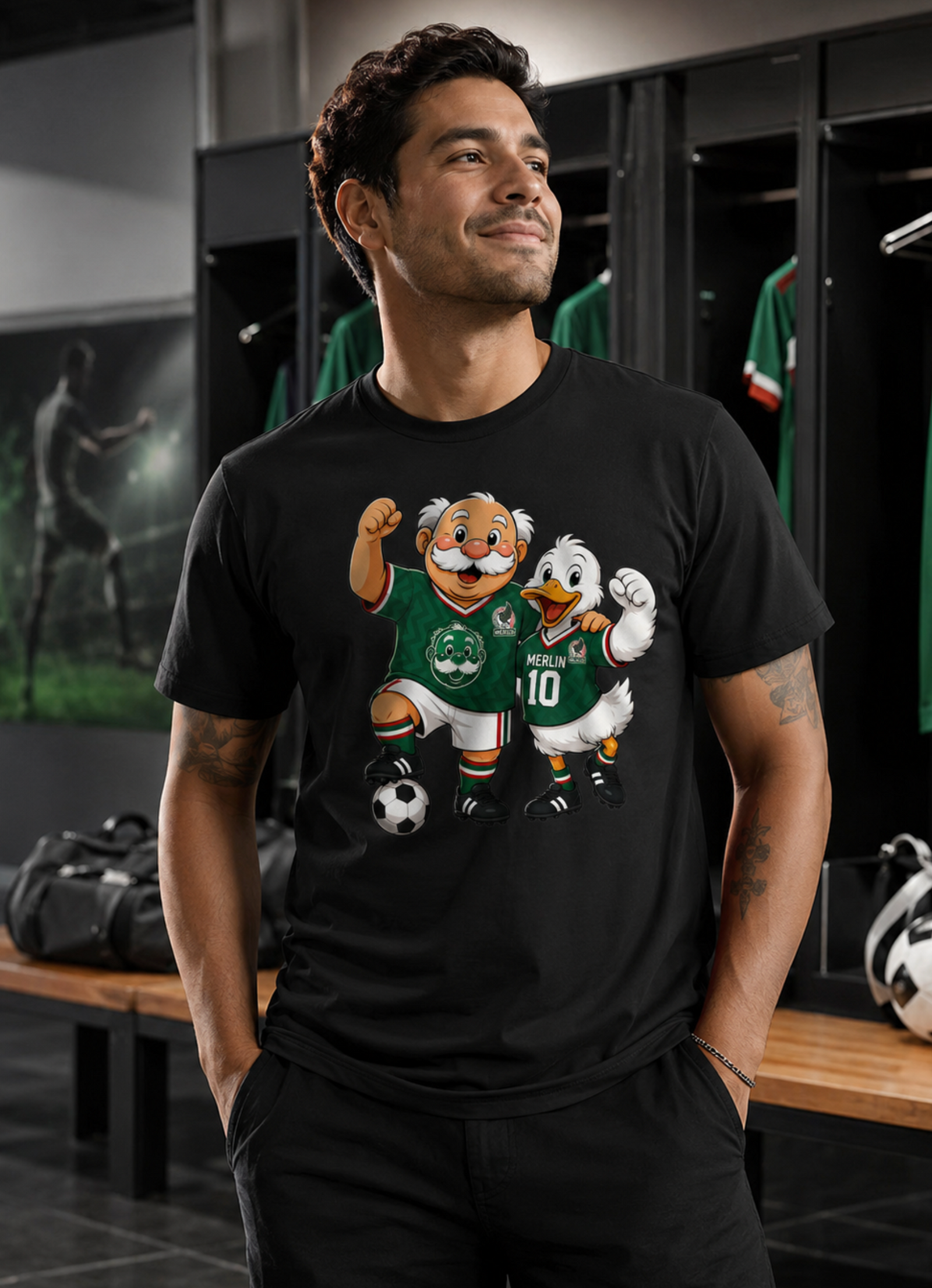 Unisex graphic T-shirt featuring an original soccer humorous illustration, additional product view 6