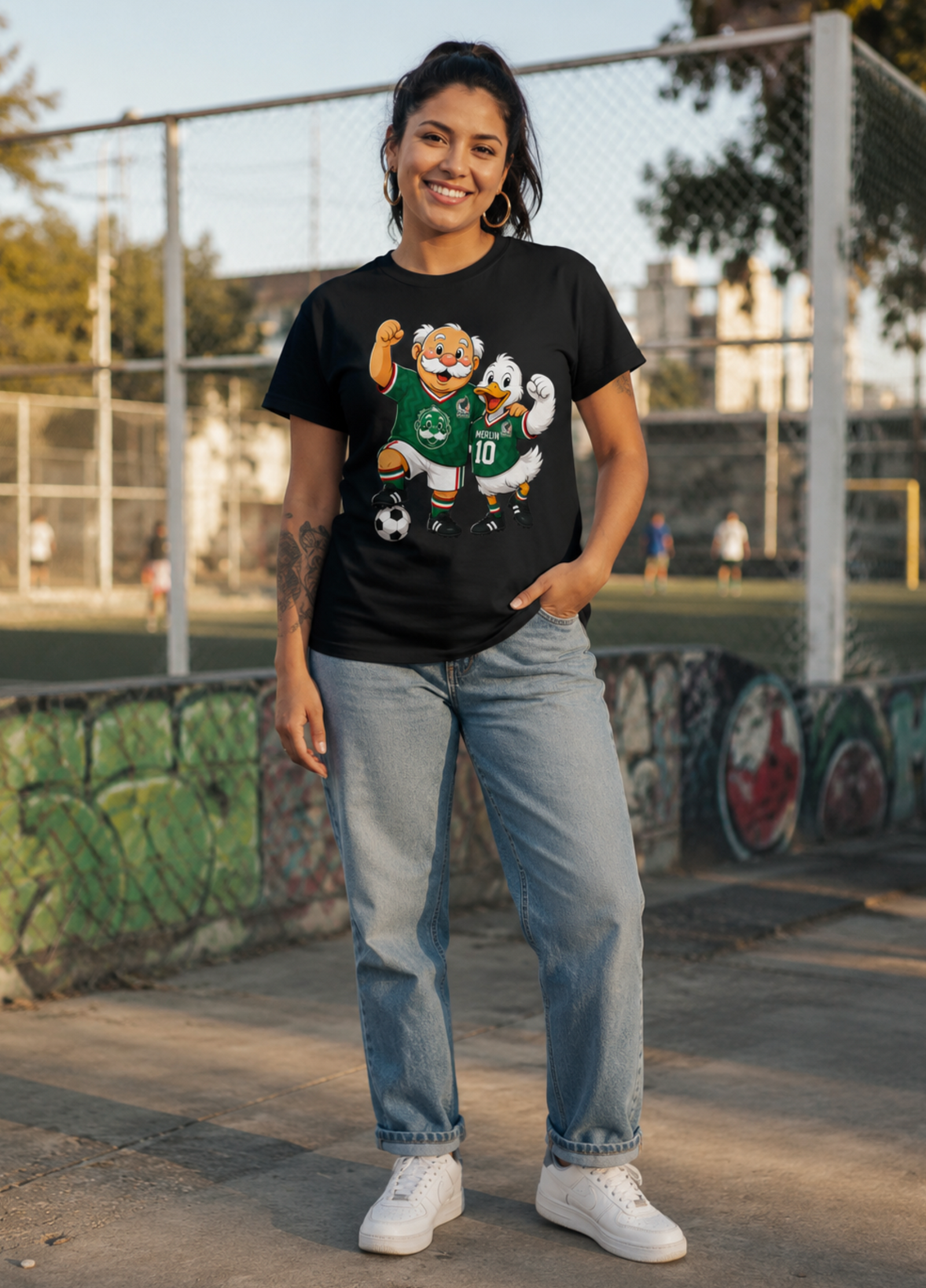 Unisex graphic T-shirt featuring an original soccer humorous illustration, additional product view 5