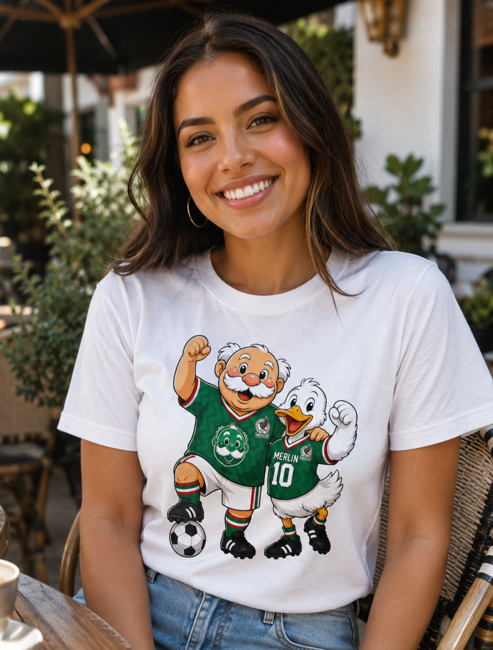 Unisex graphic T-shirt featuring an original soccer humorous illustration, additional product view 2