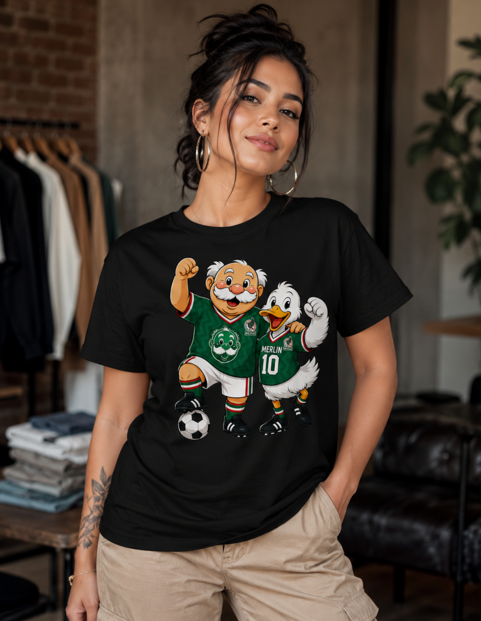 Unisex graphic T-shirt featuring an original soccer humorous illustration, alternate product view
