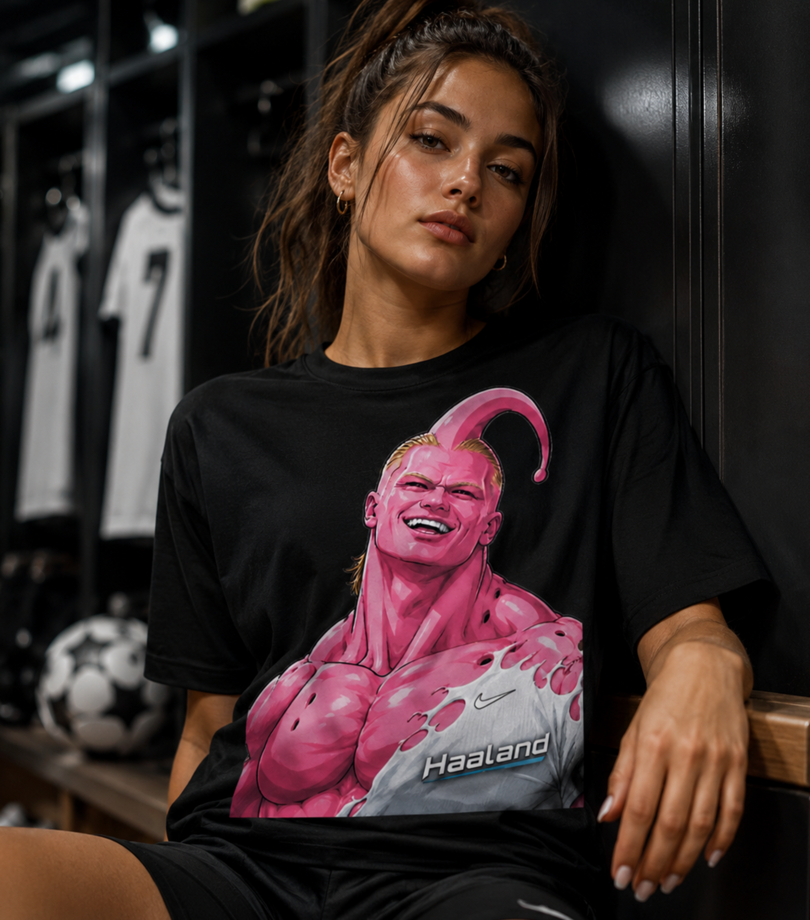 Unisex graphic T-shirt featuring an original soccer humorous cartoon-style illustration, additional product view 2