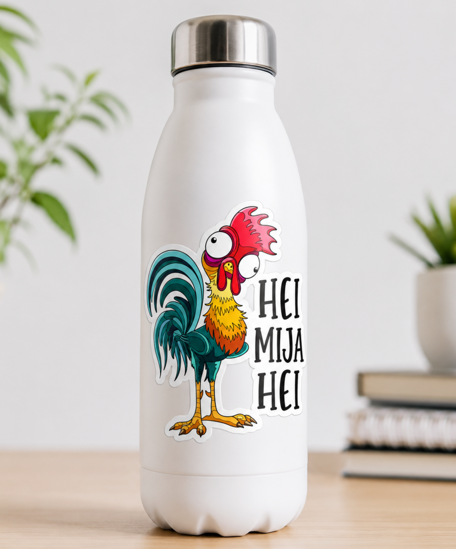HEI MIJA HEI Funny Rooster Matte Vinyl Sticker for Cultura Humor, Laptop, Water Bottle, Collector Gift