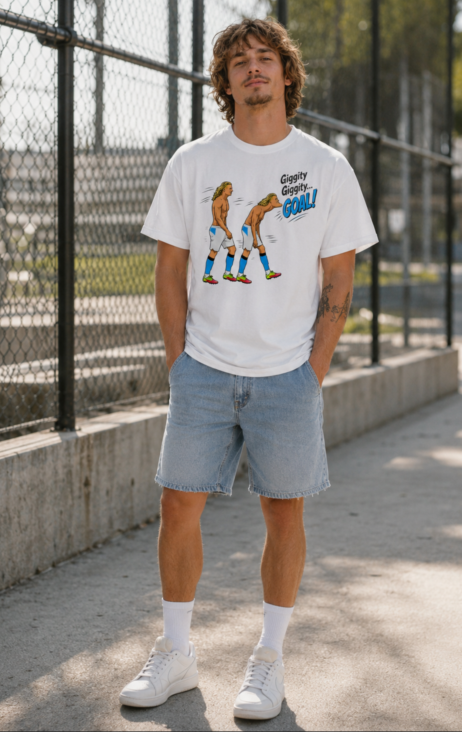 Unisex graphic T-shirt featuring an original soccer humorous illustration, additional product view 3