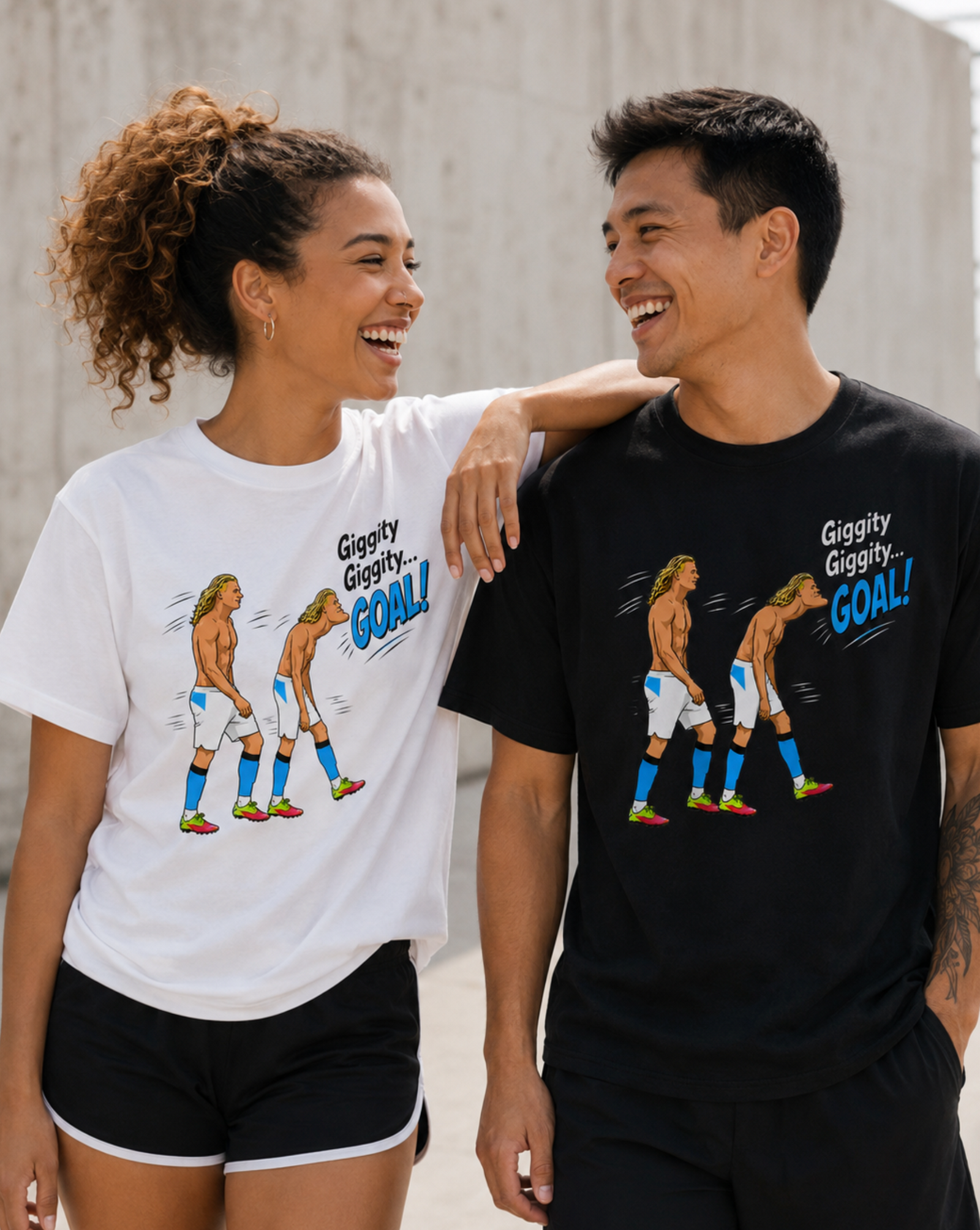 Unisex graphic T-shirt featuring an original soccer humorous illustration, alternate product view