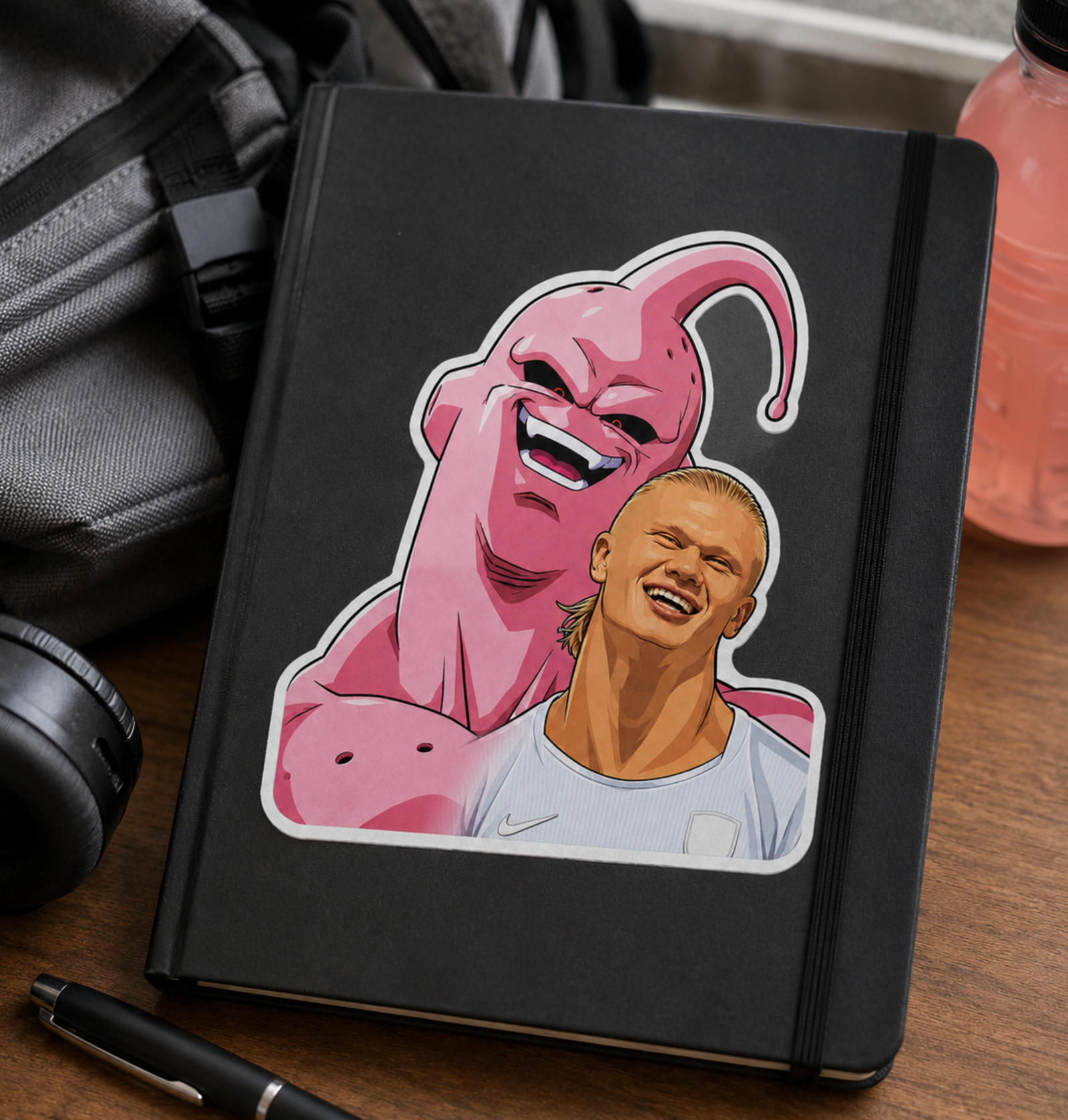 Haaland Norway Built Different Laugh Matte Vinyl Sticker, Funny Soccer Anime Style Meme Decal, Pink Monster Sports Humor Gift, Laptop Water Bottle Collector Sticker