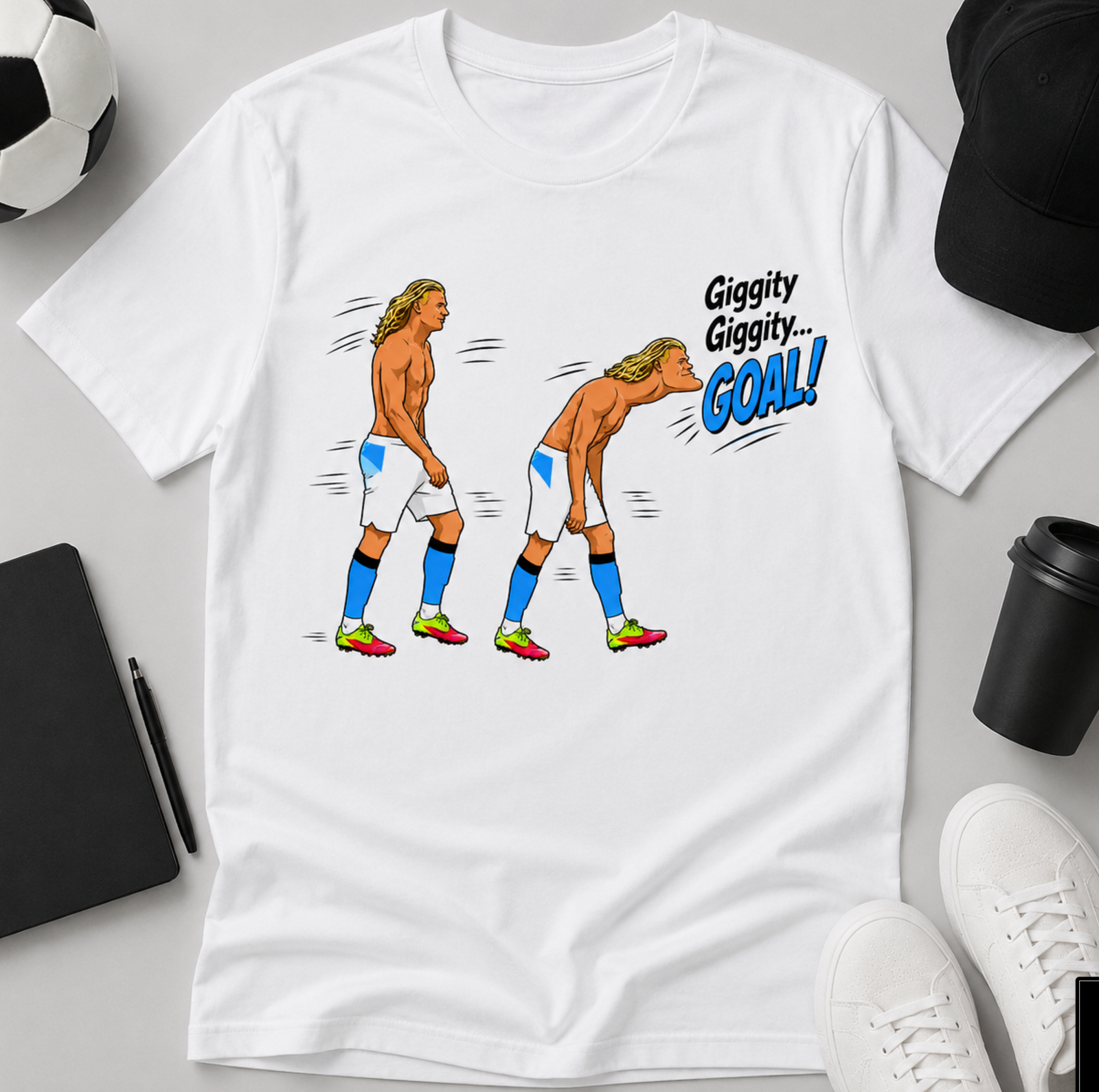 Unisex graphic T-shirt featuring an original soccer humorous illustration