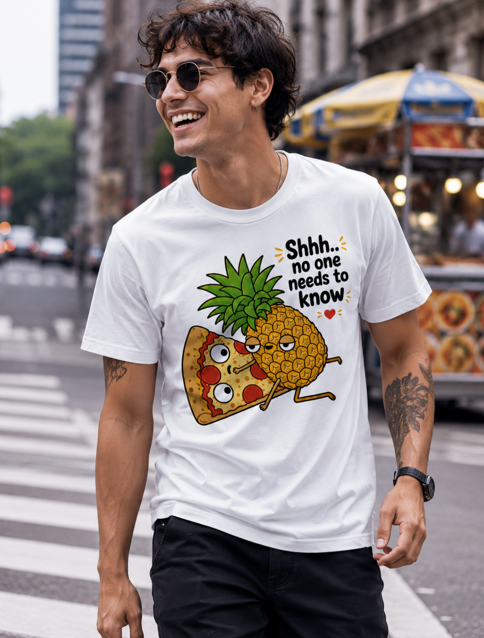Unisex graphic T-shirt featuring an original food-themed humorous illustration, additional product view 5