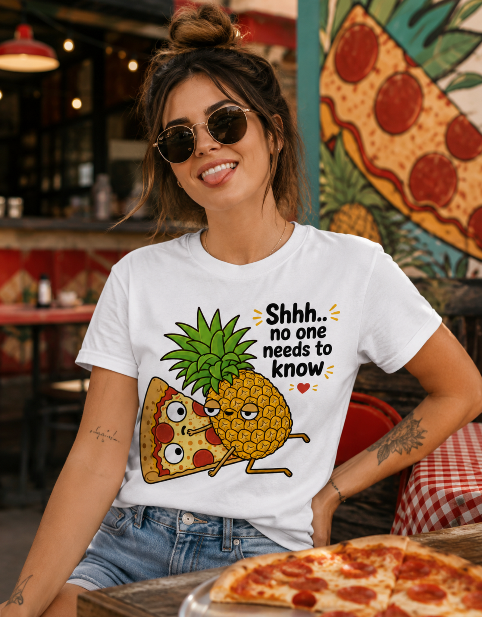 Unisex graphic T-shirt featuring an original food-themed humorous illustration, additional product view 3