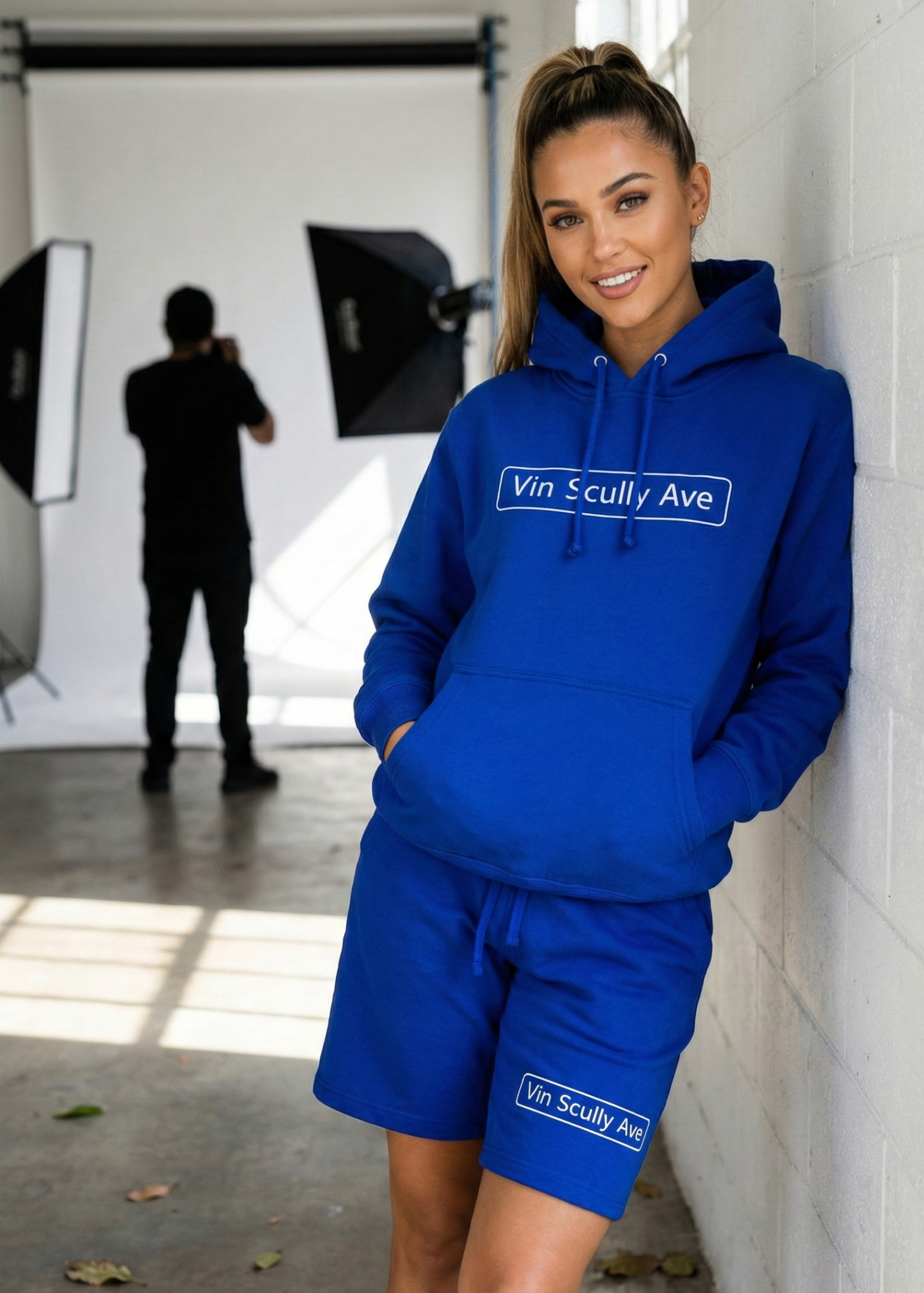 Vin Scully Ave Embroidered Shorts – Royal Blue LA Championship Athletic Streetwear