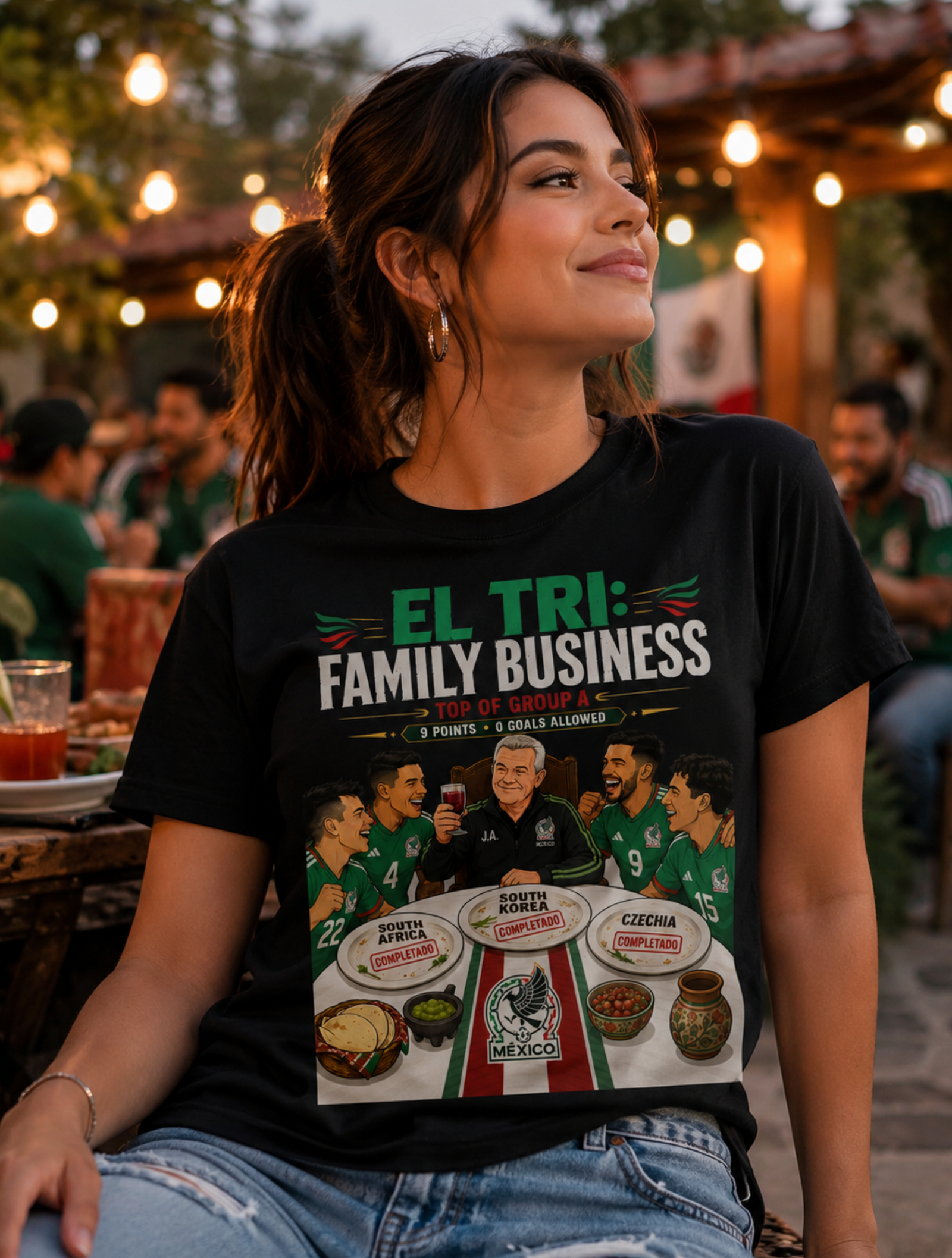 Unisex graphic T-shirt featuring an original soccer cultural humorous illustration, additional product view 5
