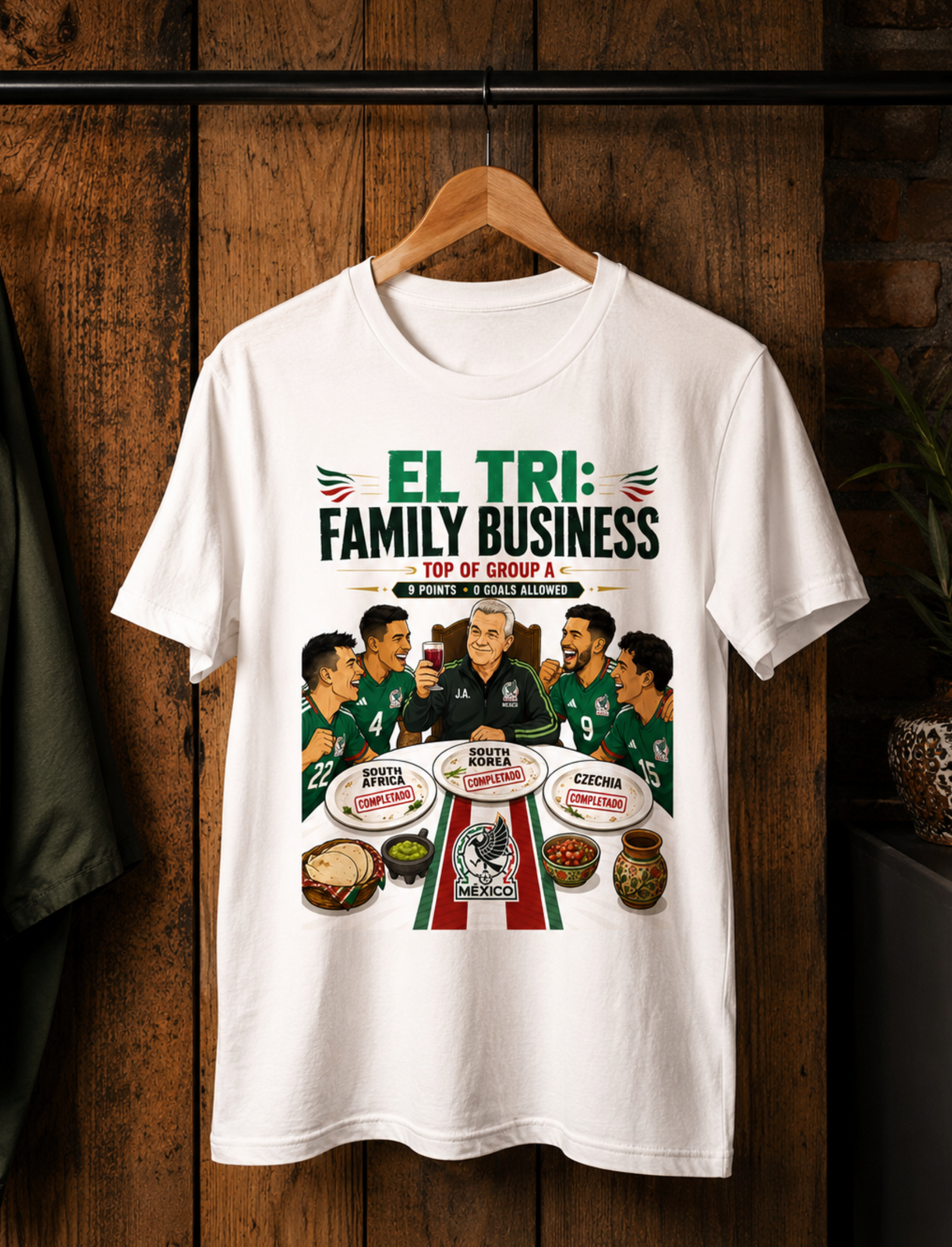 Unisex graphic T-shirt featuring an original soccer cultural humorous illustration, additional product view 6