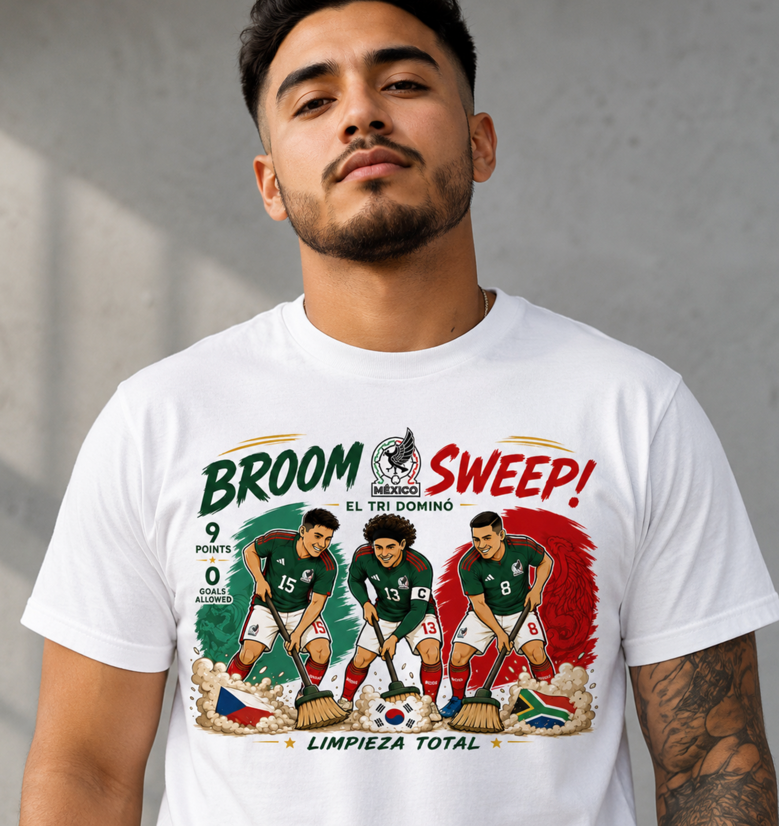 Unisex graphic T-shirt featuring an original soccer cultural humorous illustration, additional product view 4