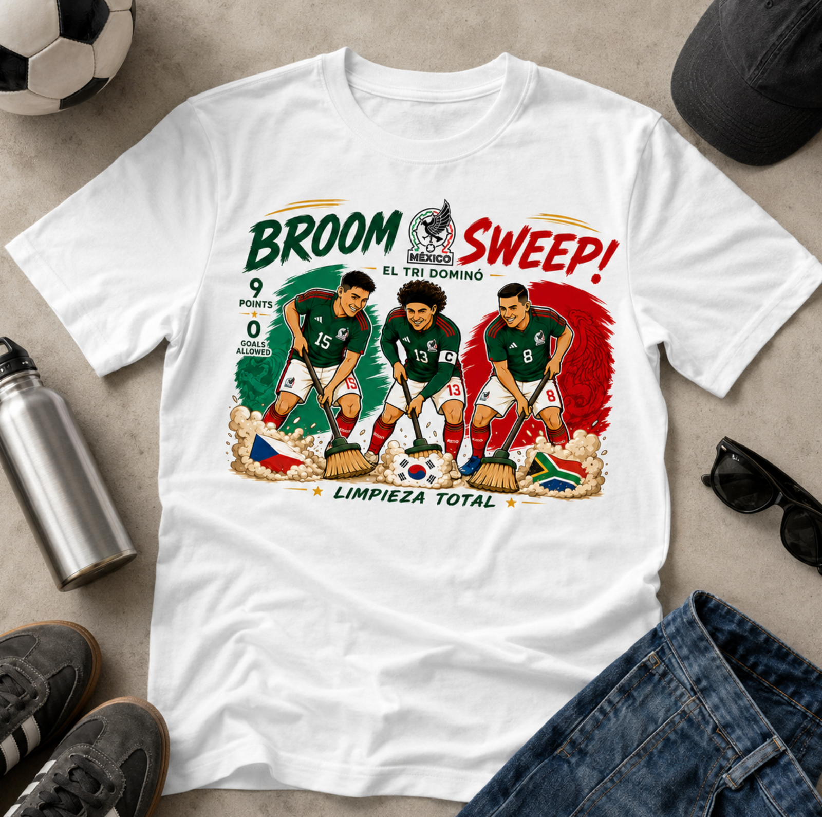 Unisex graphic T-shirt featuring an original soccer cultural humorous illustration