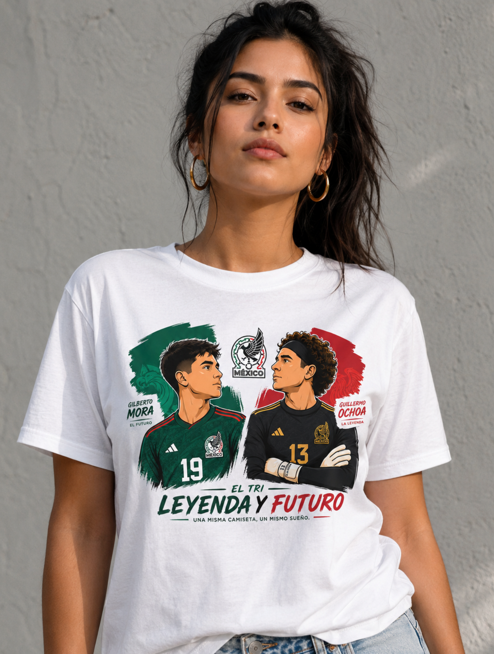Unisex graphic T-shirt featuring an original soccer cultural illustration, additional product view 3