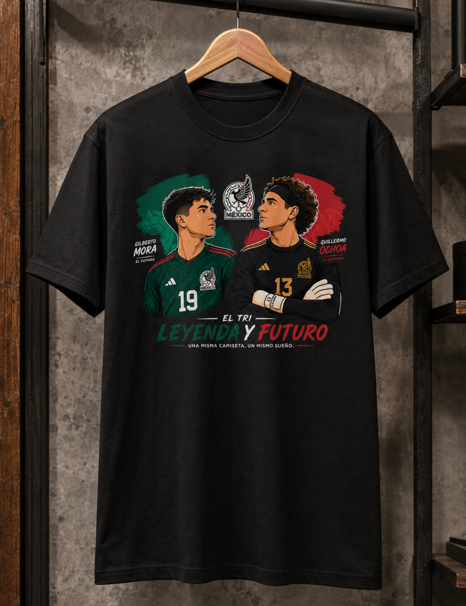 Unisex graphic T-shirt featuring an original soccer cultural illustration, additional product view 4