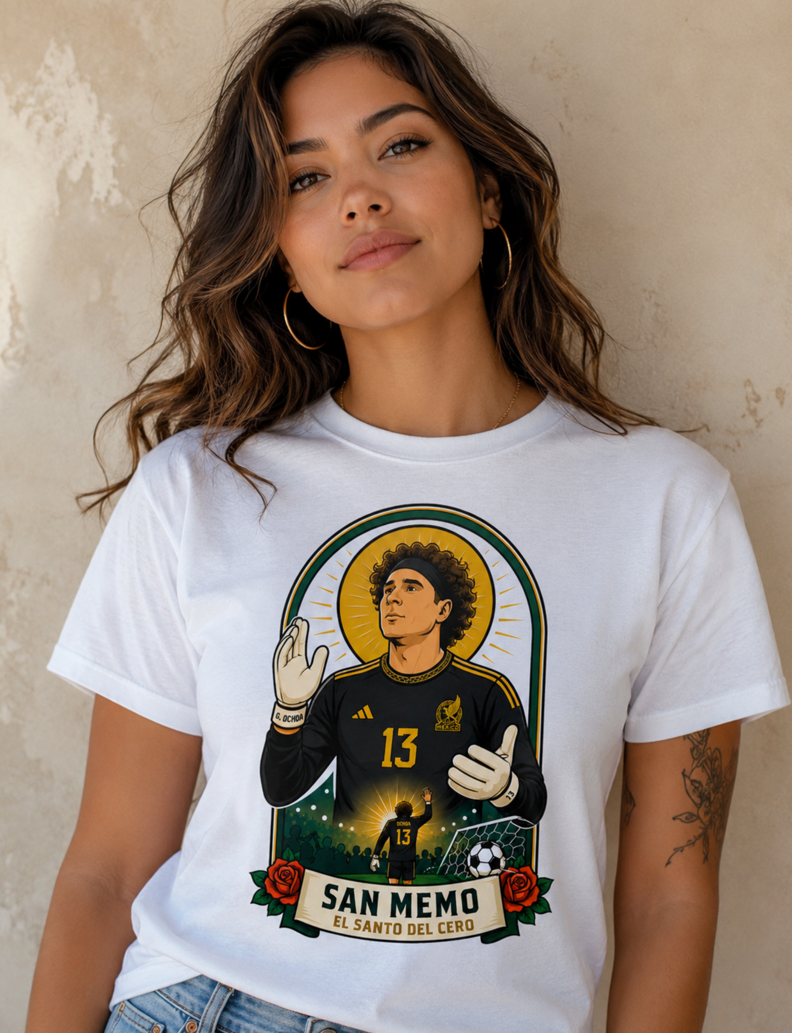 Unisex graphic T-shirt featuring an original soccer cultural humorous illustration, additional product view 3