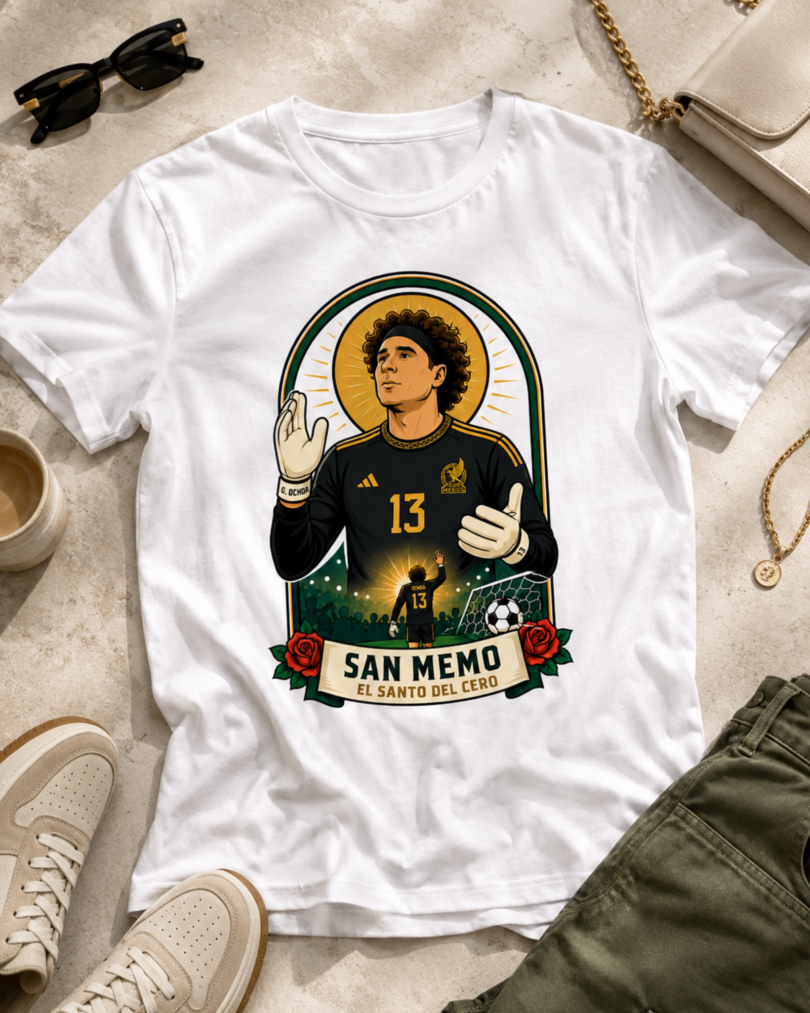Unisex graphic T-shirt featuring an original soccer cultural humorous illustration