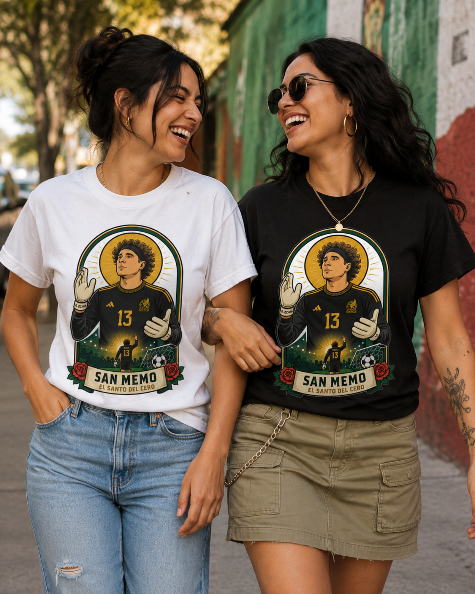 Unisex graphic T-shirt featuring an original soccer cultural humorous illustration, alternate product view