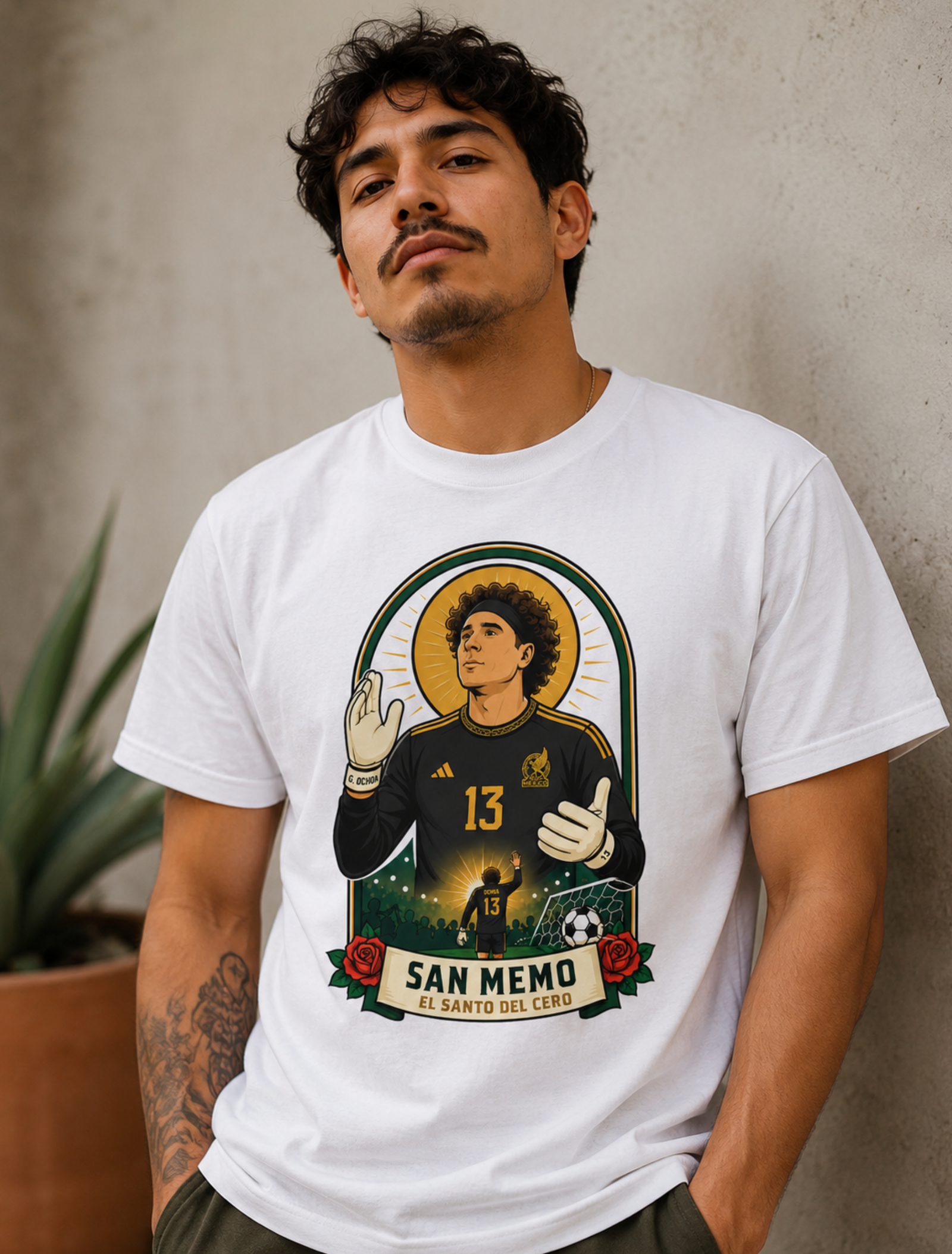 Unisex graphic T-shirt featuring an original soccer cultural humorous illustration, additional product view 7