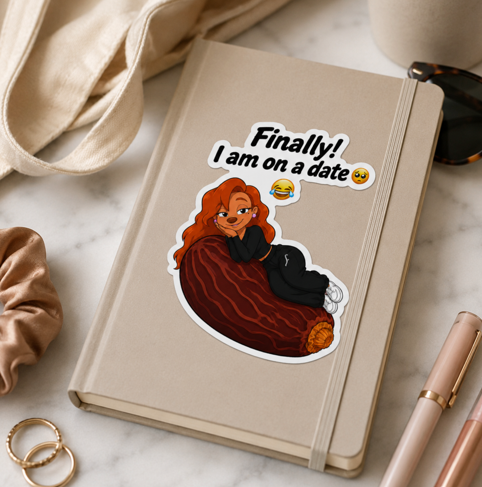 Roxanne Finally I Am on a Date Funny Pun Matte Vinyl Sticker, Cute Dating Humor Die Cut Decal, Laptop and Water Bottle Gift