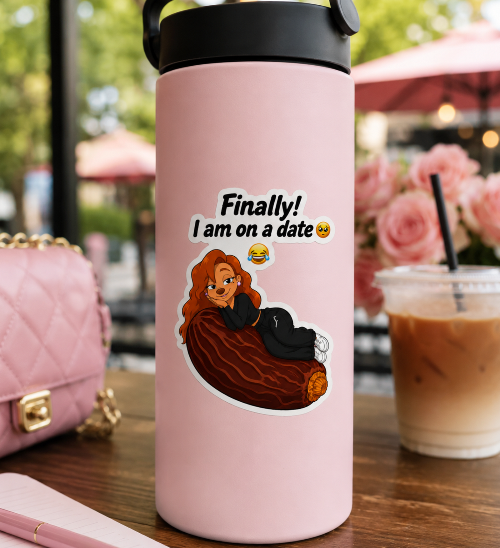 Roxanne Finally I Am on a Date Funny Pun Matte Vinyl Sticker, Cute Dating Humor Die Cut Decal, Laptop and Water Bottle Gift