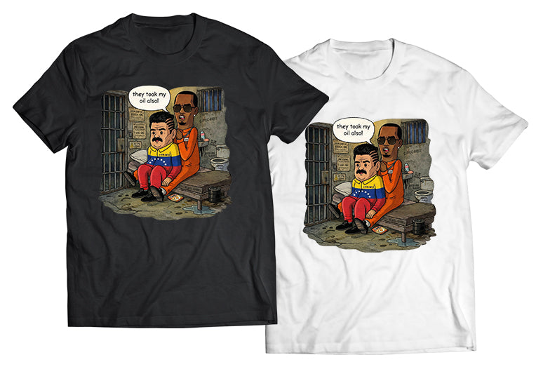 Diddy & Maduro Jail Satire T-Shirt – Funny Political Parody Tee - Satirical Streetwear