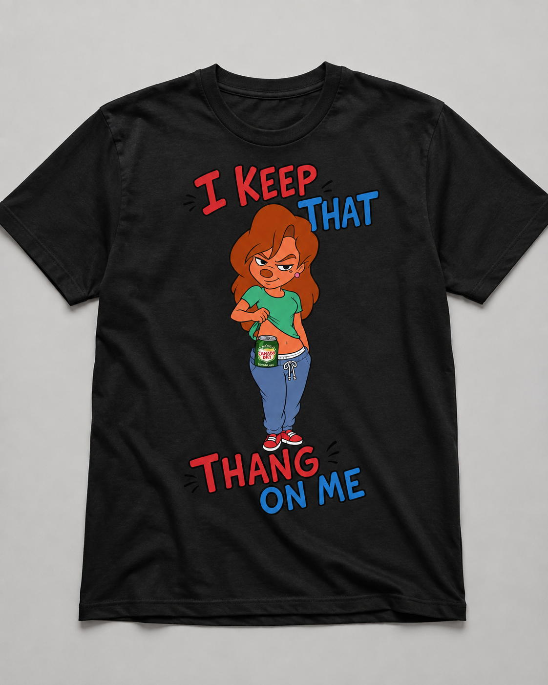 I Keep That Thang On Me funny ginger ale pocket graphic tee in black