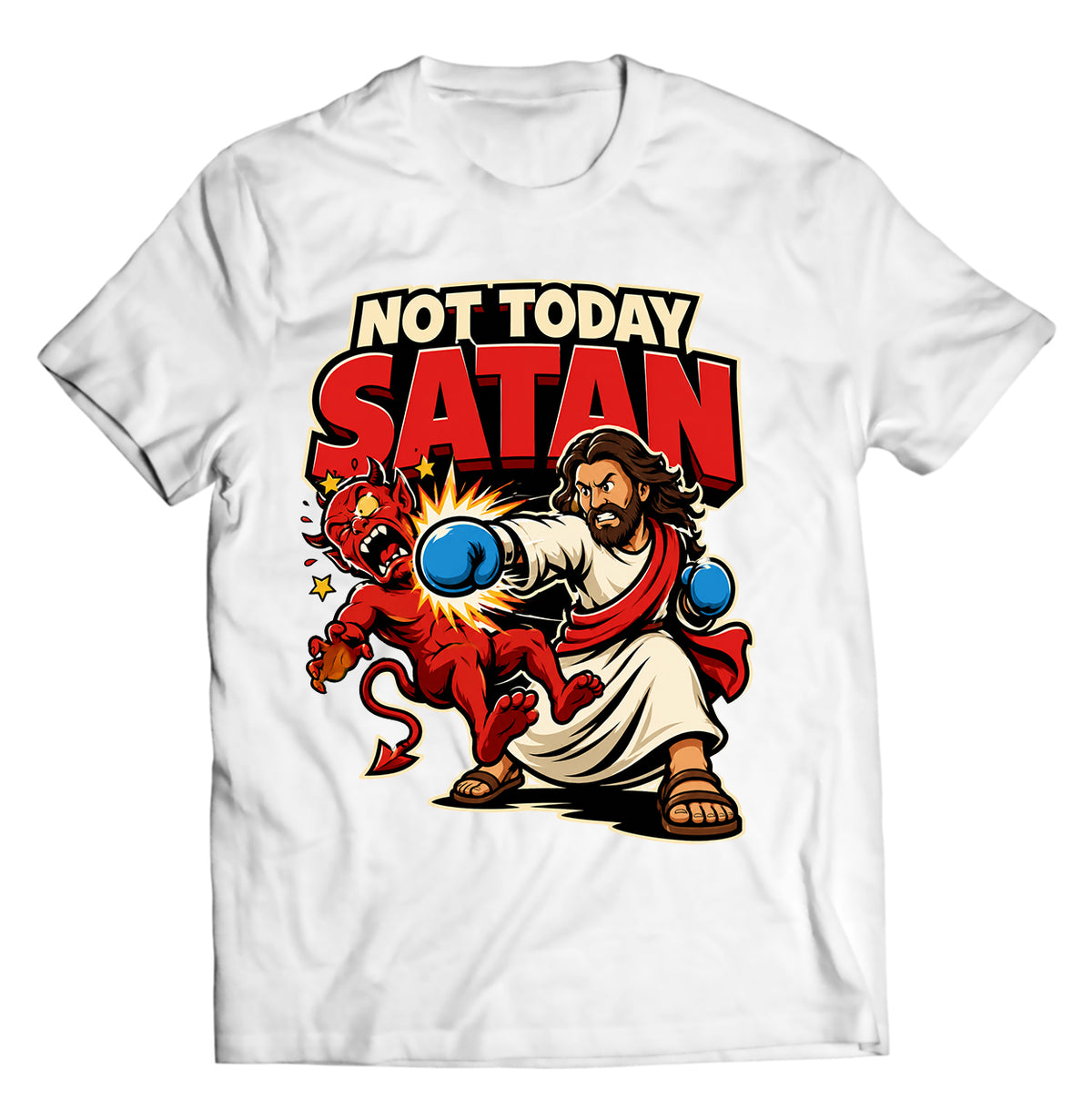 Unisex graphic T-shirt featuring an original faith-inspired humorous illustration