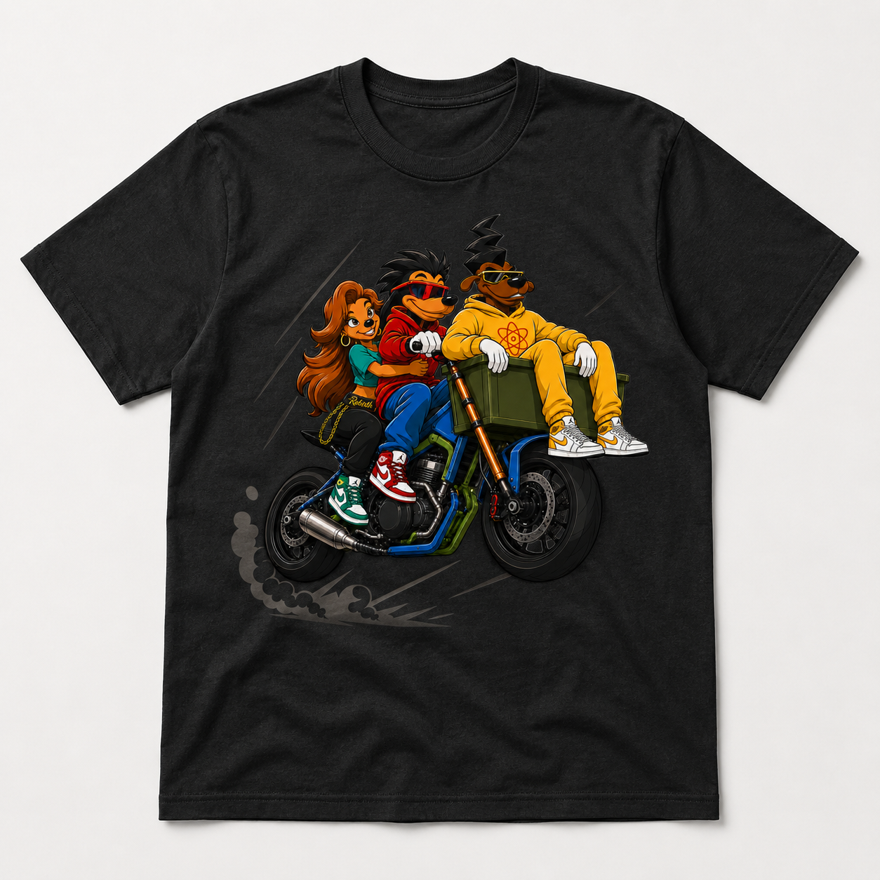 Ride til the wheels fall off street crew graphic on black T-shirt by Street Rebirth
