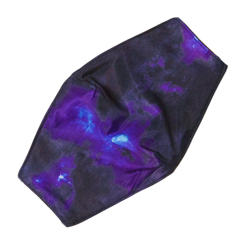 Galaxy cosmic print face mask with adjustable ear loops and nose wire
