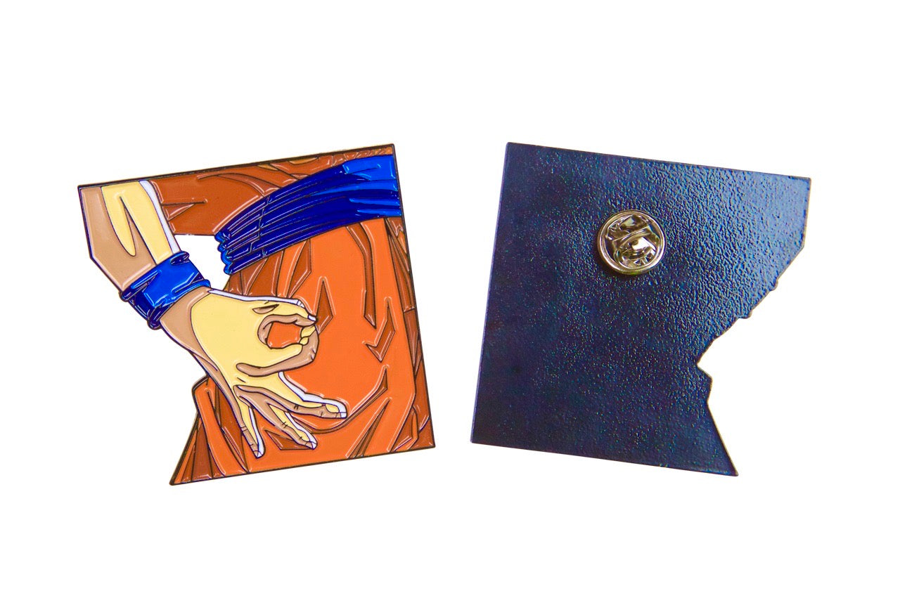 Goku's "Got 'Em" Circle Game Hand Enamel Pin – A Playful Saiyan Twist