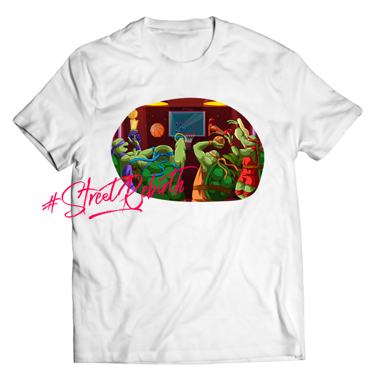 Unisex graphic T-shirt featuring an original basketball humorous retro illustration