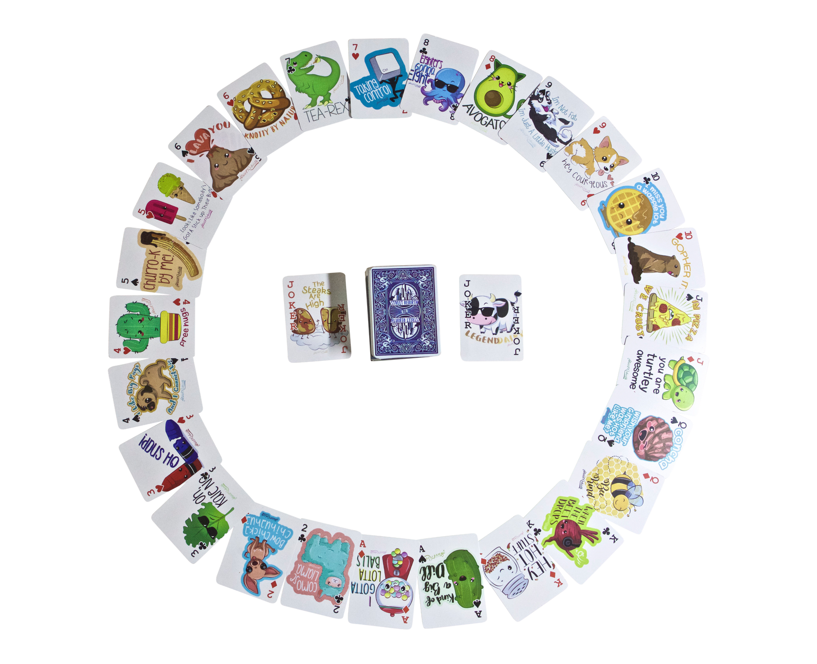 Mini Playing Cards – Street Rebirth Puns Edition Fun-Size Card Deck, 2" x 2.75", 54 Cards