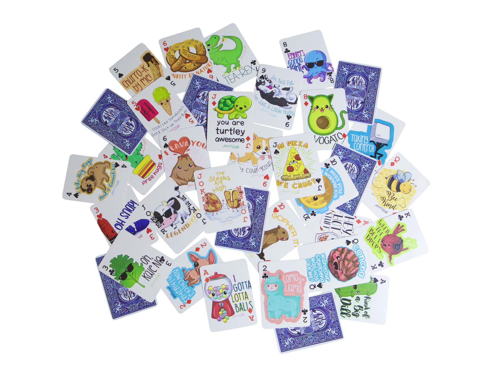 Mini Playing Cards – Street Rebirth Puns Edition Fun-Size Card Deck, 2" x 2.75", 54 Cards