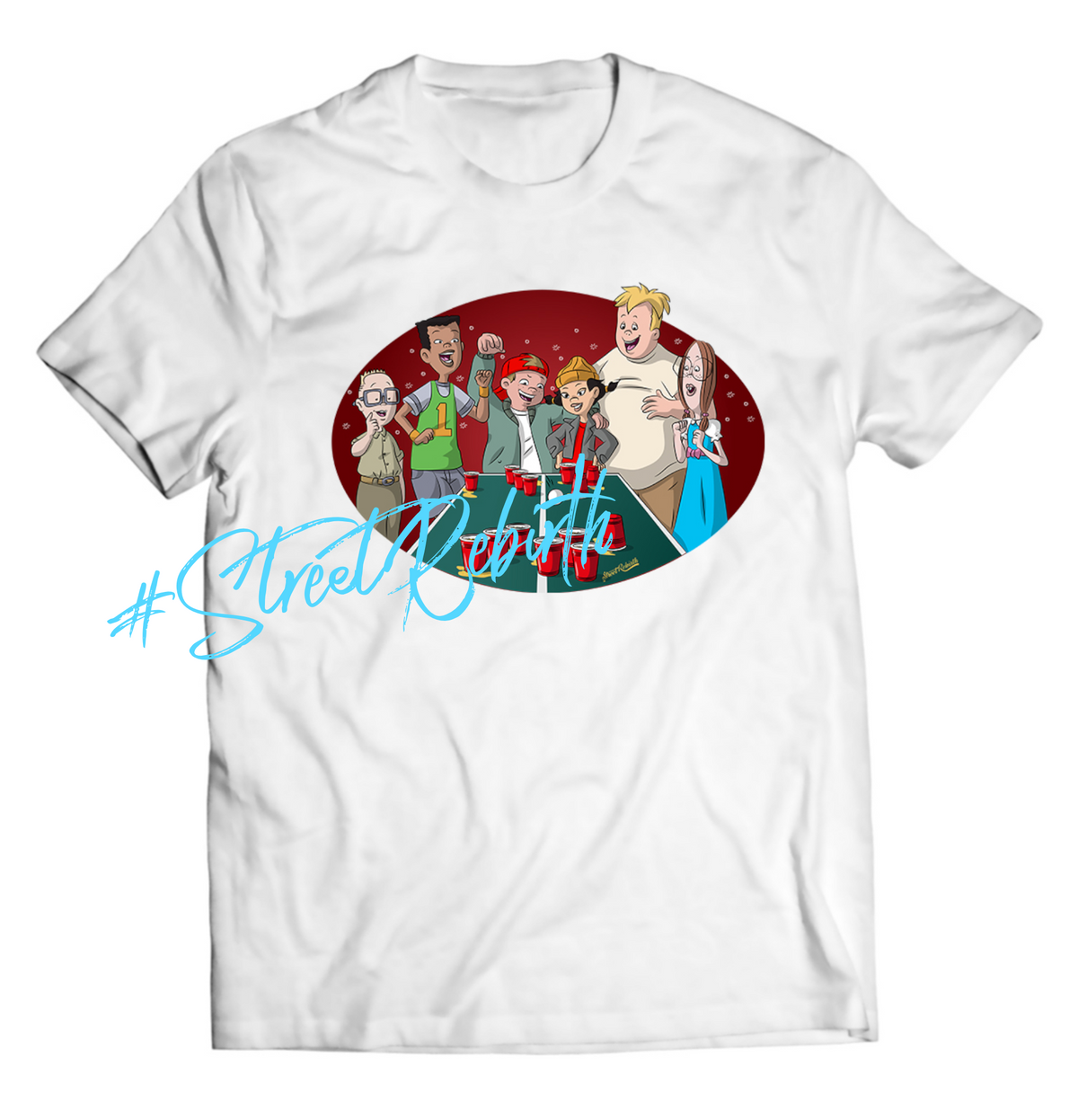 Unisex graphic T-shirt featuring an original humorous retro illustration