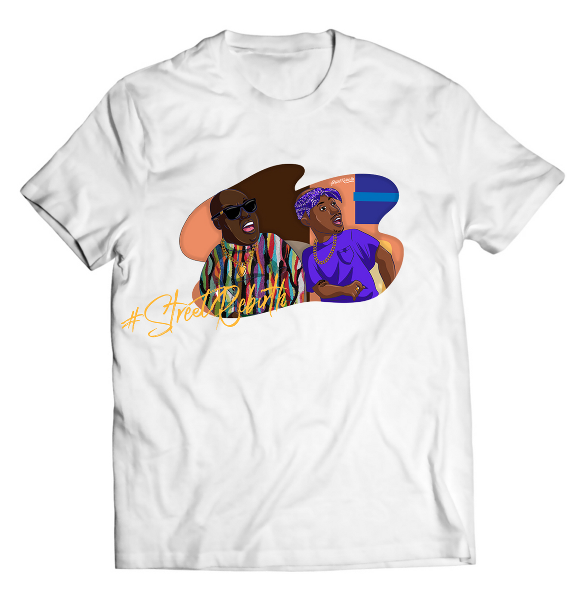 Unisex graphic T-shirt featuring an original hip hop music humorous illustration