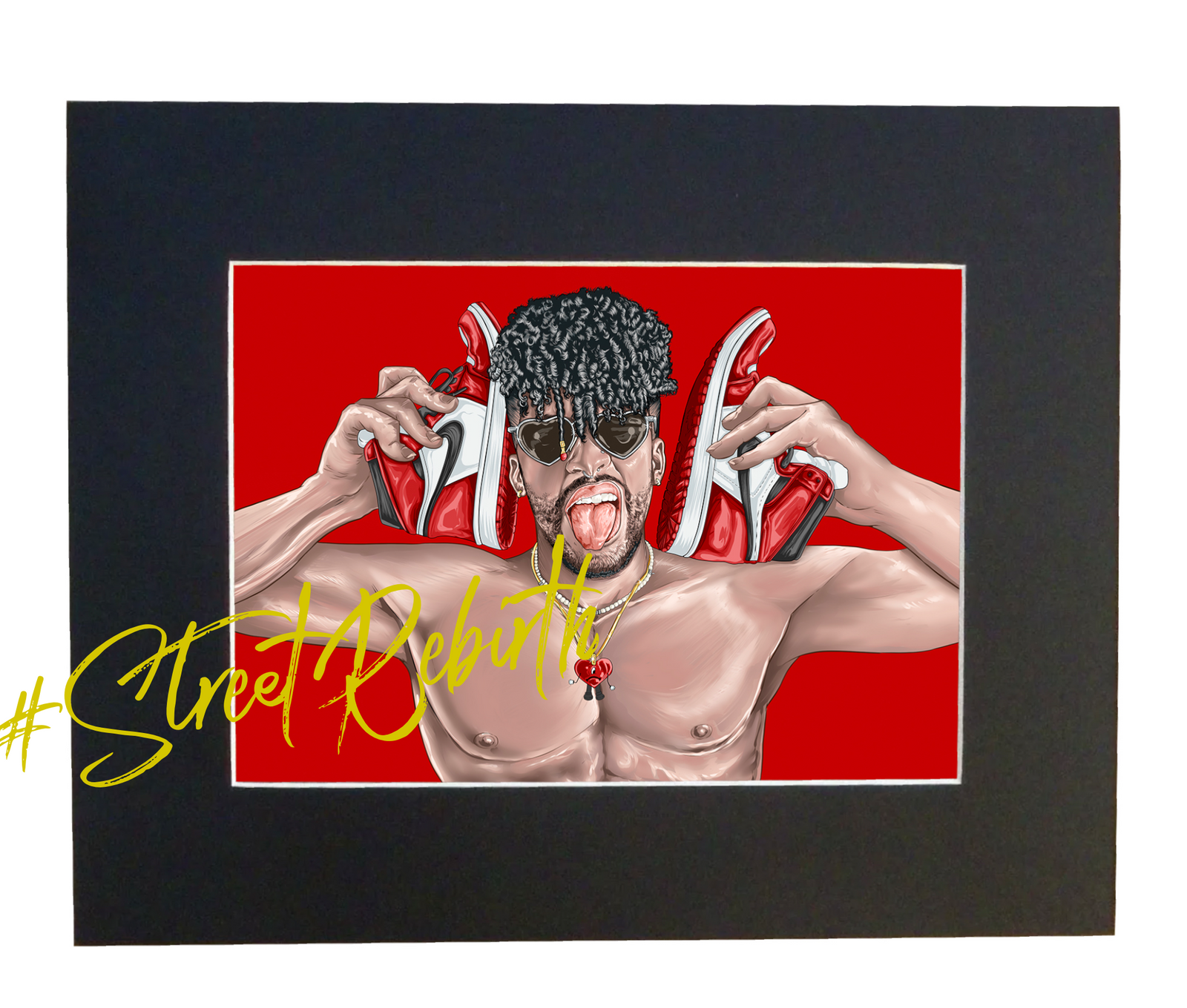 Latin trap icon red sneaker fashion art print