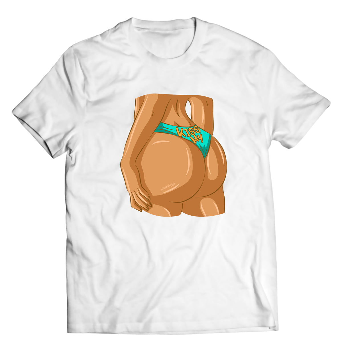 Unisex graphic T-shirt featuring an original romantic humorous illustration