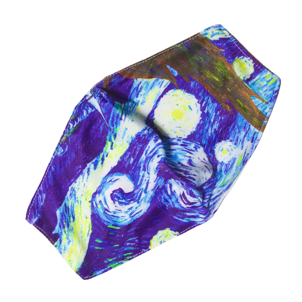 Van Gogh Starry Night art print face mask with adjustable ear loops and nose wire