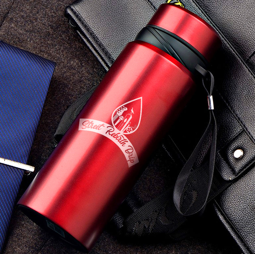 Red Street Rebirth Drip reusable water bottle with brand logo artwork