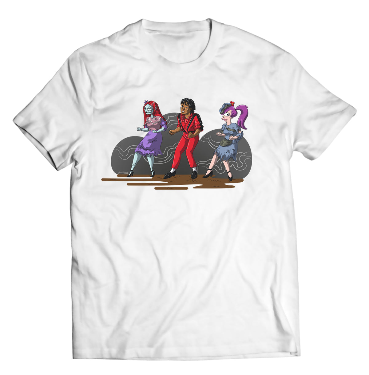 Unisex graphic T-shirt featuring an original music spooky humorous illustration