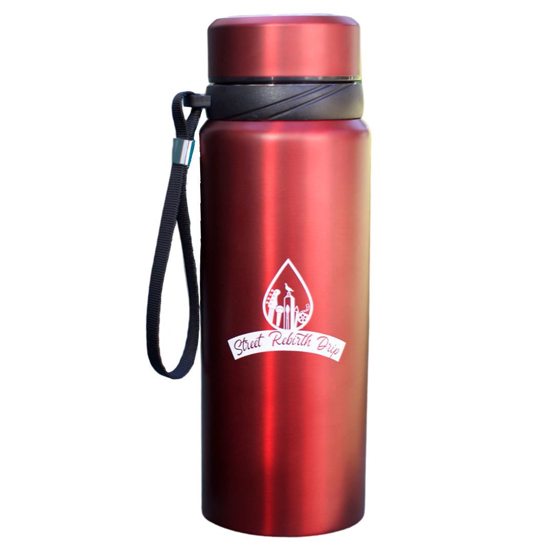 Reusable water bottle with an original colorful printed design, alternate product view