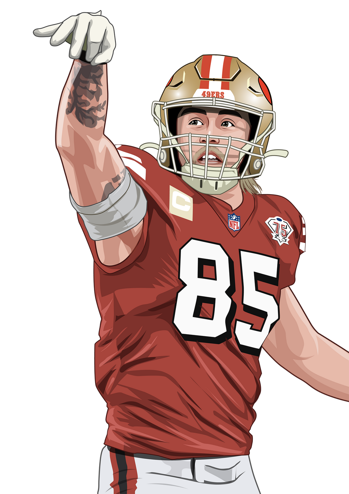 49ers Niners Kittle Mashup Football Sticker – One 4 Inch Water Proof Vinyl Sticker – For Hydro Flask, Skateboard, Laptop, Planner, Car, Collecting, Gifting