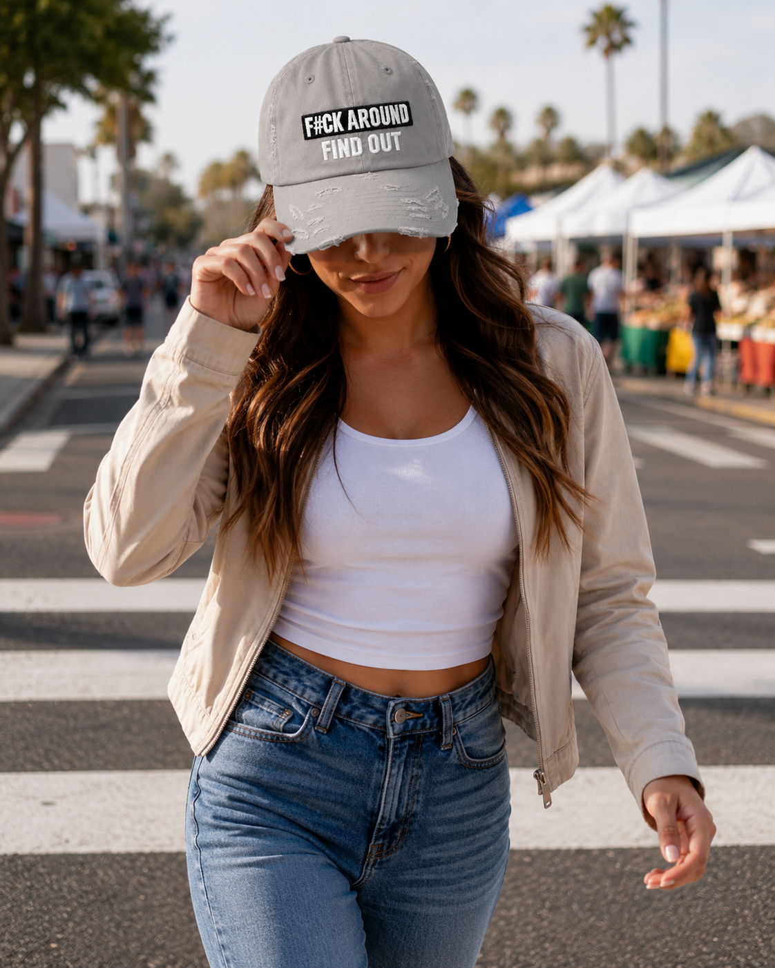 F#CK Around Find Out Hat… Black Distressed Dad Hat, FAFO Embroidered Vintage Cap, Funny Sarcastic Adjustable Hat for Men & Women